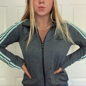 Adidas grey/ blue zip up